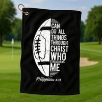 Christian Football I Can Do All Things Philippians 4 13 Gift Golf Towel thumb 1