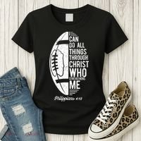 Christian Football I Can Do All Things Philippians 4 13 Gift Women's T-Shirt thumb 3