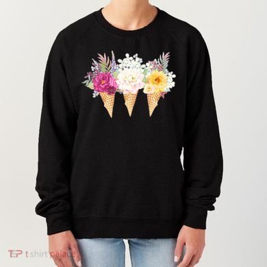 Cute Flower Ice Cream Cone Bouquets Women's Sweatshirt