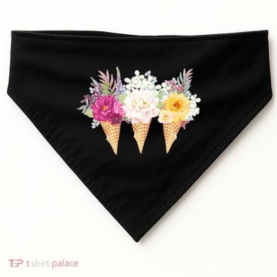 Cute Flower Ice Cream Cone Bouquets USA-Made Doggie Bandana
