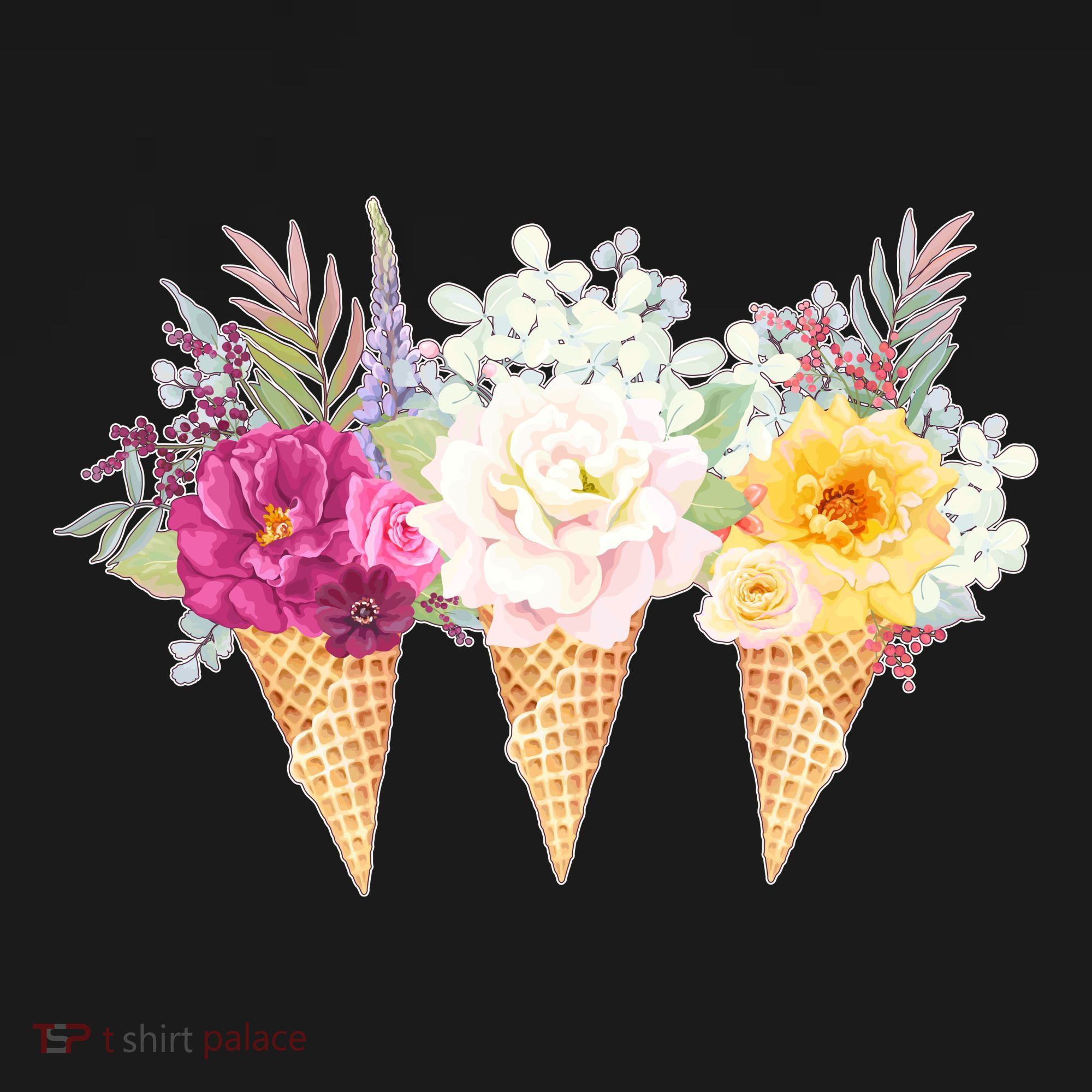 Cute Flower Ice Cream Cone Bouquets Apron