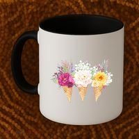 Cute Flower Ice Cream Cone Bouquets Coffee Mug thumb 2