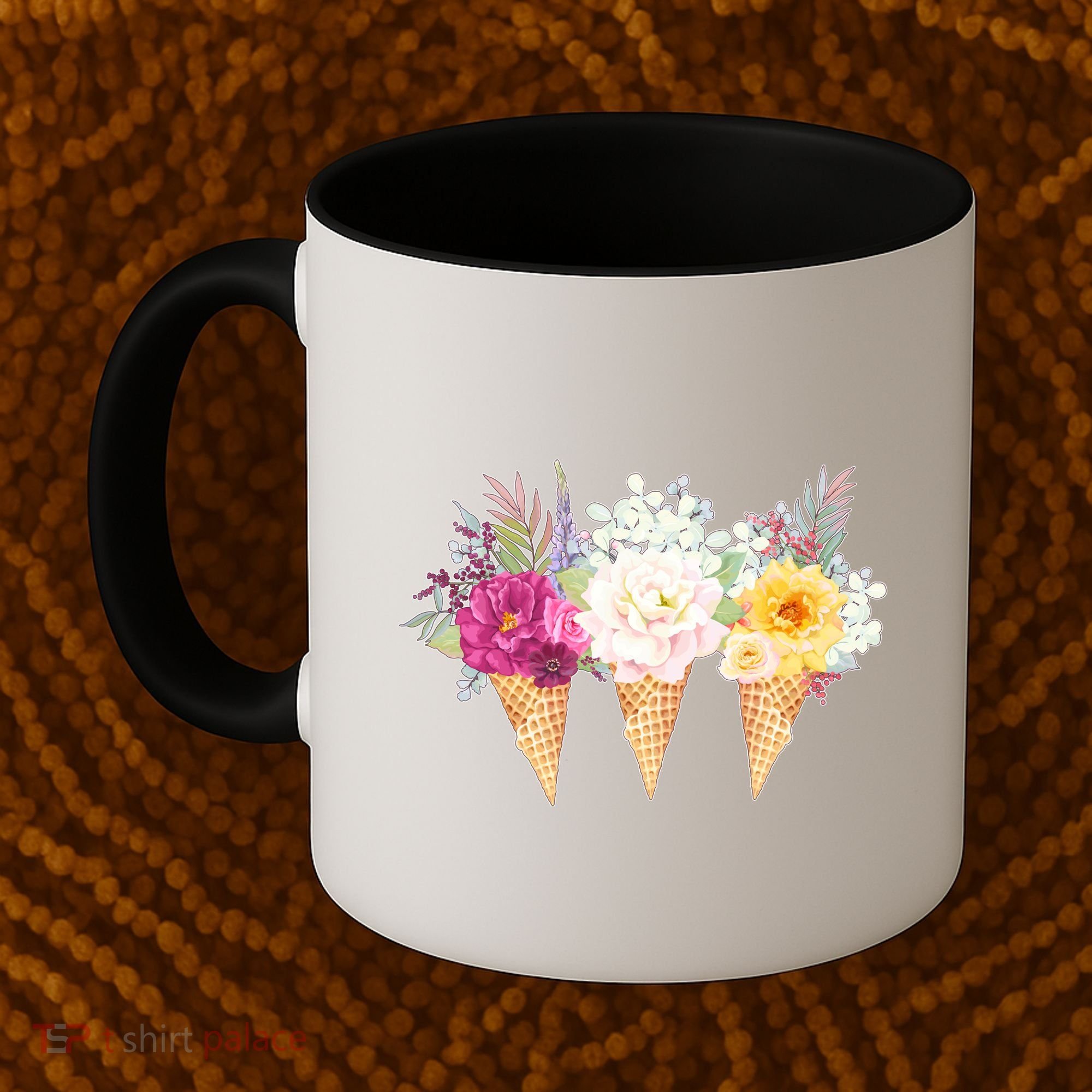 Cute Flower Ice Cream Cone Bouquets Coffee Mug