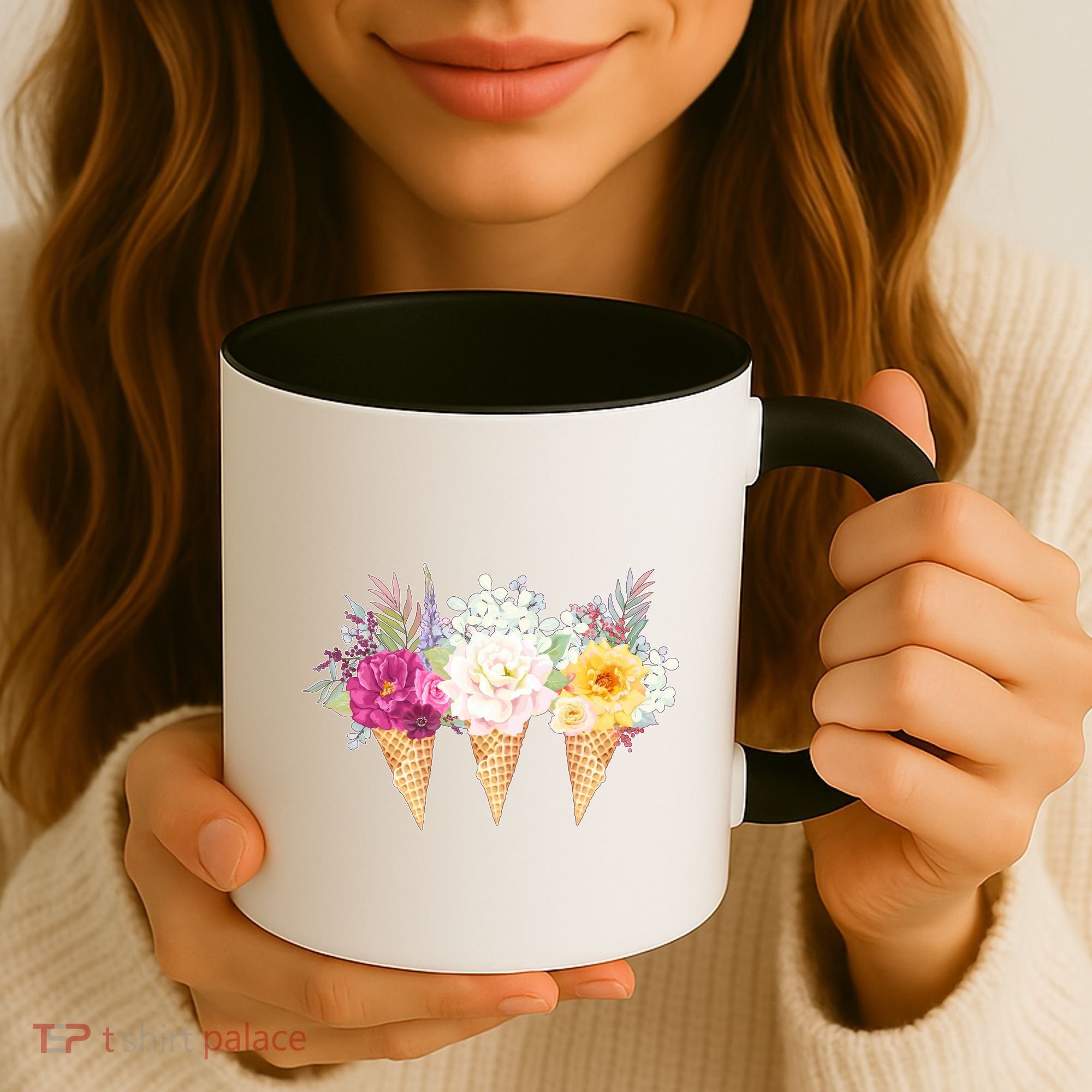 Cute Flower Ice Cream Cone Bouquets Coffee Mug