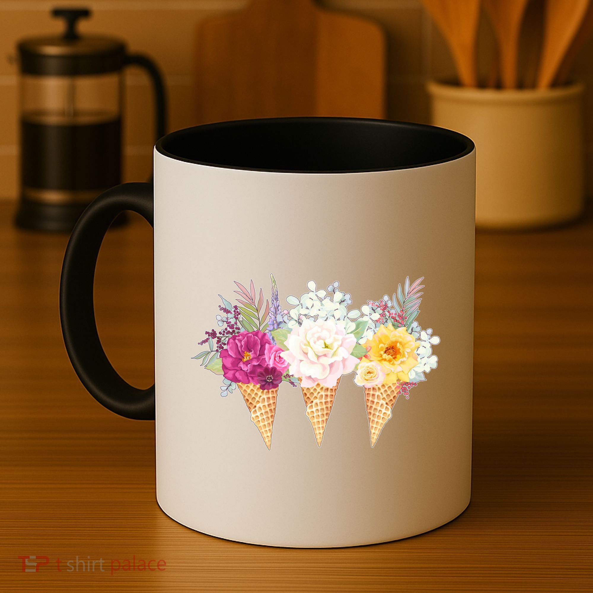 Cute Flower Ice Cream Cone Bouquets Coffee Mug