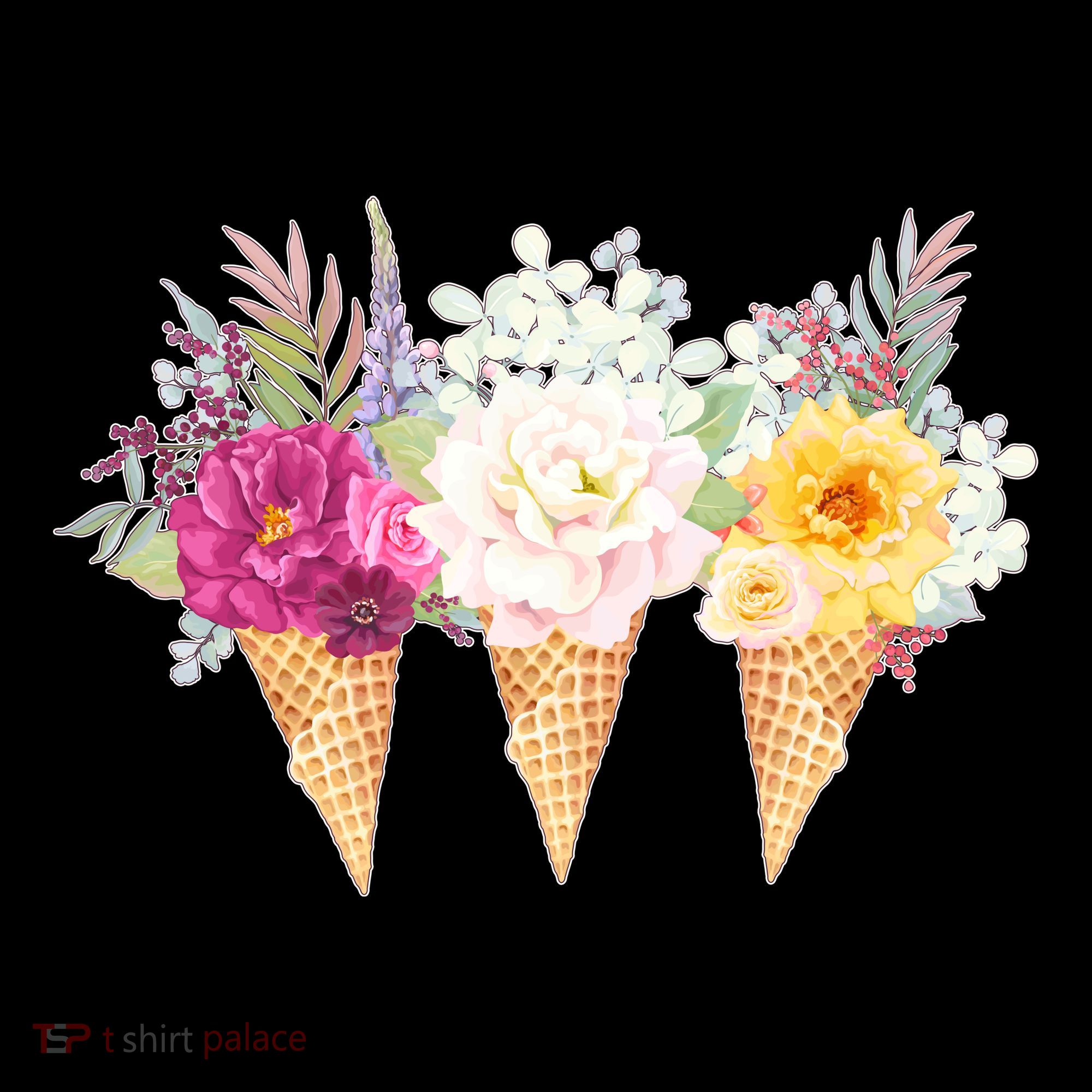 Cute Flower Ice Cream Cone Bouquets Women's Hoodie