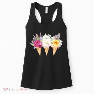 Cute Flower Ice Cream Cone Bouquets Women's Tank Top