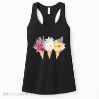 Cute Flower Ice Cream Cone Bouquets Women's Tank Top thumb 0