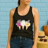 Cute Flower Ice Cream Cone Bouquets Women's Tank Top thumb 2