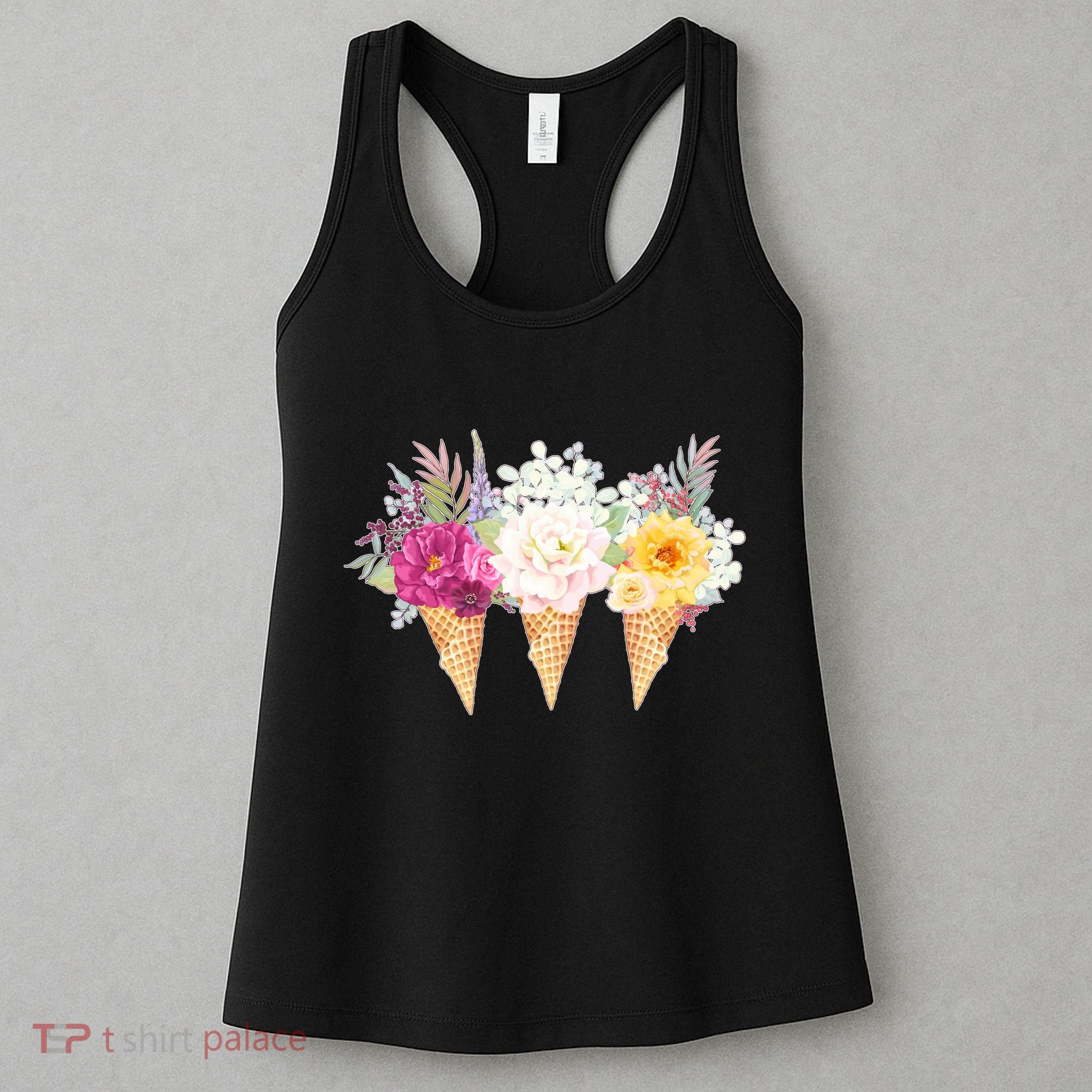 Cute Flower Ice Cream Cone Bouquets Women's Tank Top
