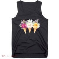 Cute Flower Ice Cream Cone Bouquets Tank Top thumb 0