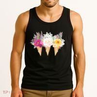 Cute Flower Ice Cream Cone Bouquets Tank Top thumb 3