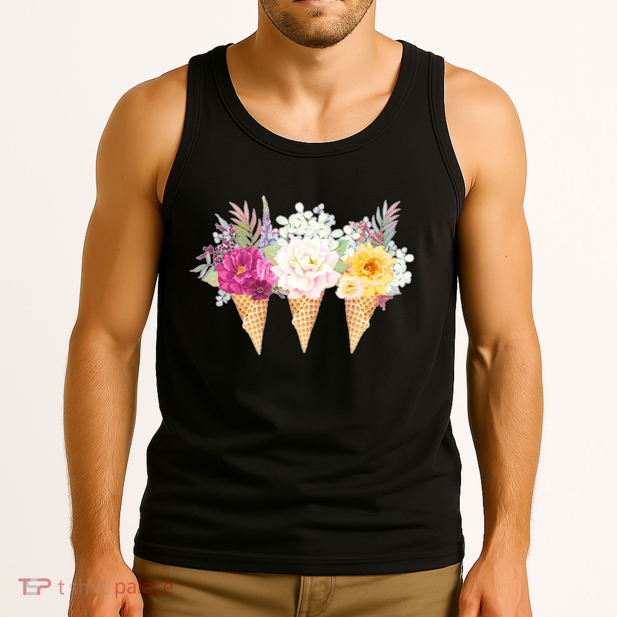 Cute Flower Ice Cream Cone Bouquets Tank Top