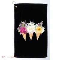 Cute Flower Ice Cream Cone Bouquets Golf Towel thumb 0