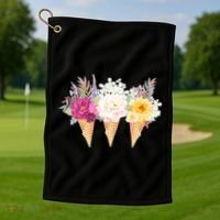 Cute Flower Ice Cream Cone Bouquets Golf Towel thumb 1