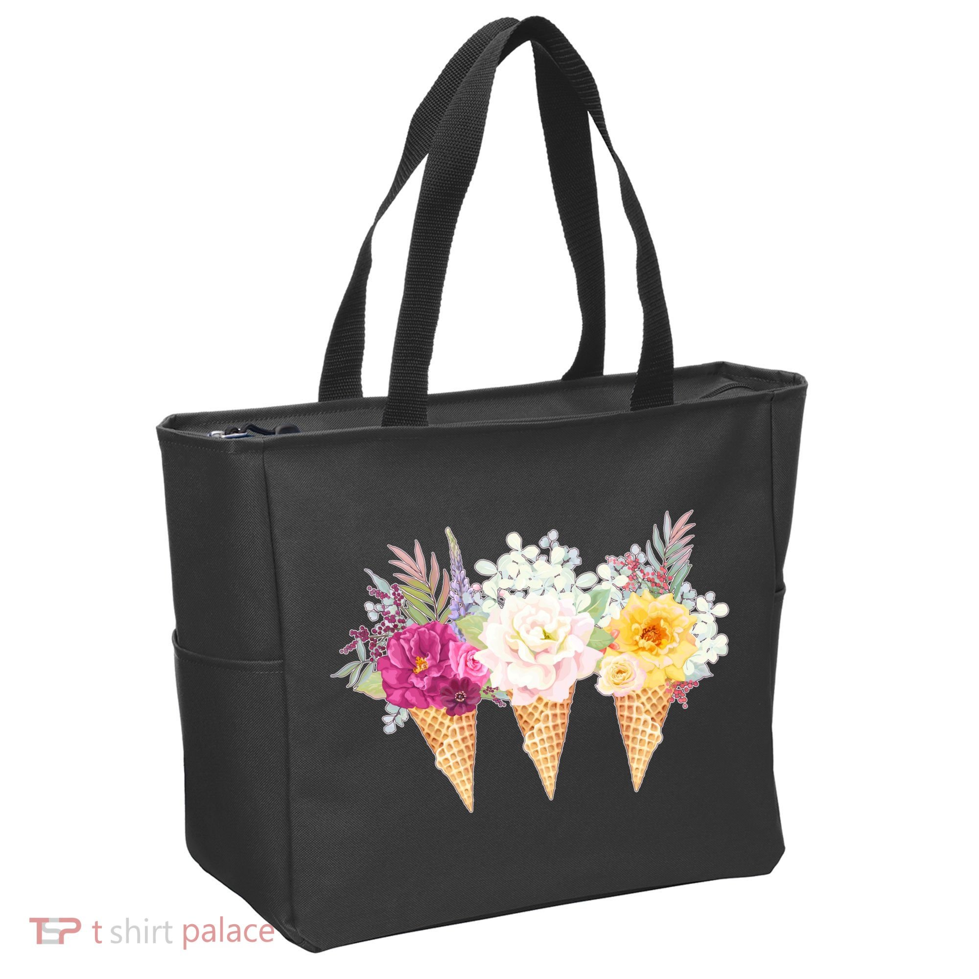 Cute Flower Ice Cream Cone Bouquets Tote Bag