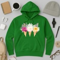 Cute Flower Ice Cream Cone Bouquets Hoodie thumb 3