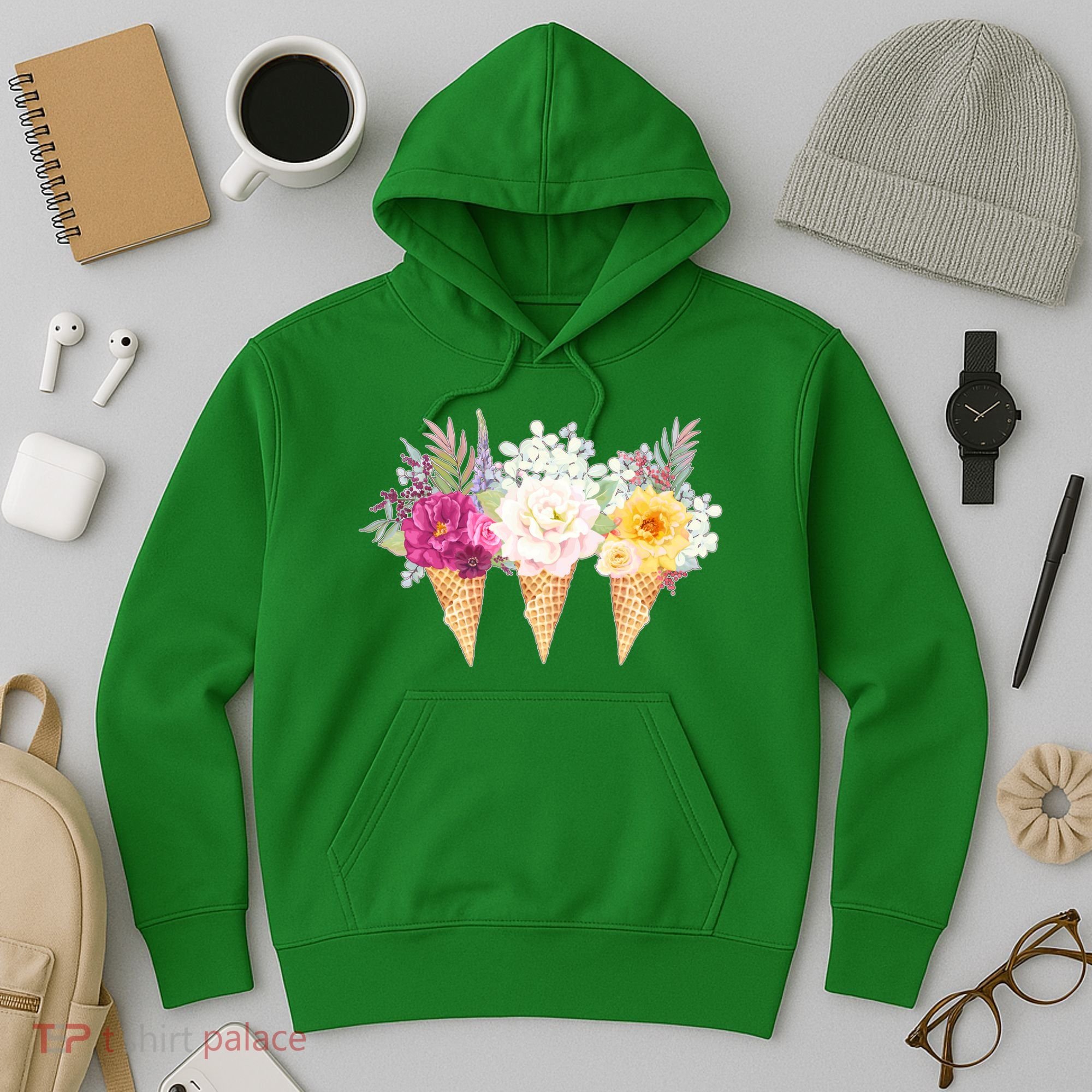 Cute Flower Ice Cream Cone Bouquets Hoodie
