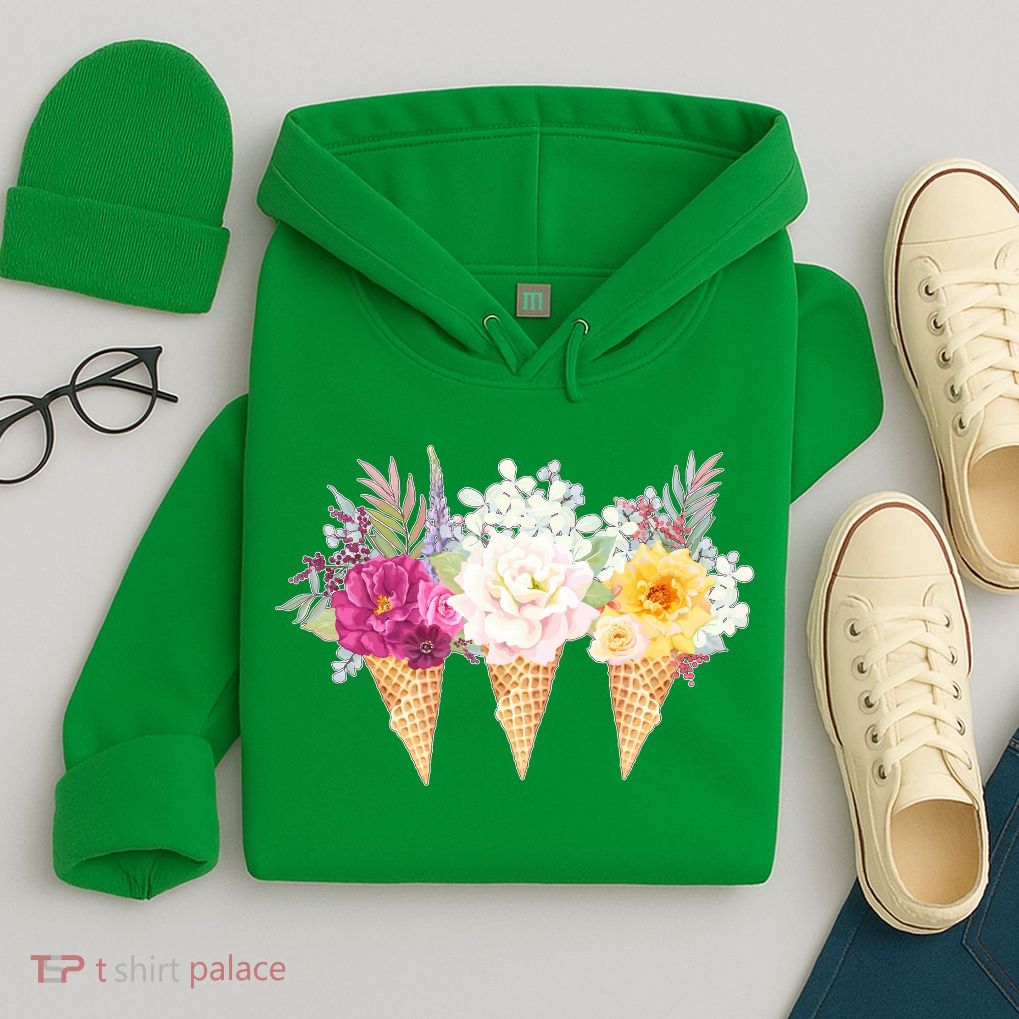 Cute Flower Ice Cream Cone Bouquets Hoodie