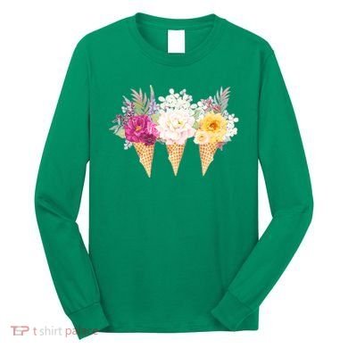 Cute Flower Ice Cream Cone Bouquets Long Sleeve Shirt