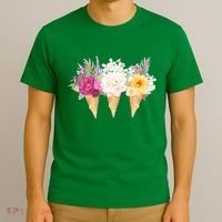 Cute Flower Ice Cream Cone Bouquets T-Shirt thumb 3