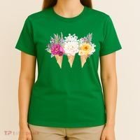 Cute Flower Ice Cream Cone Bouquets T-Shirt thumb 4