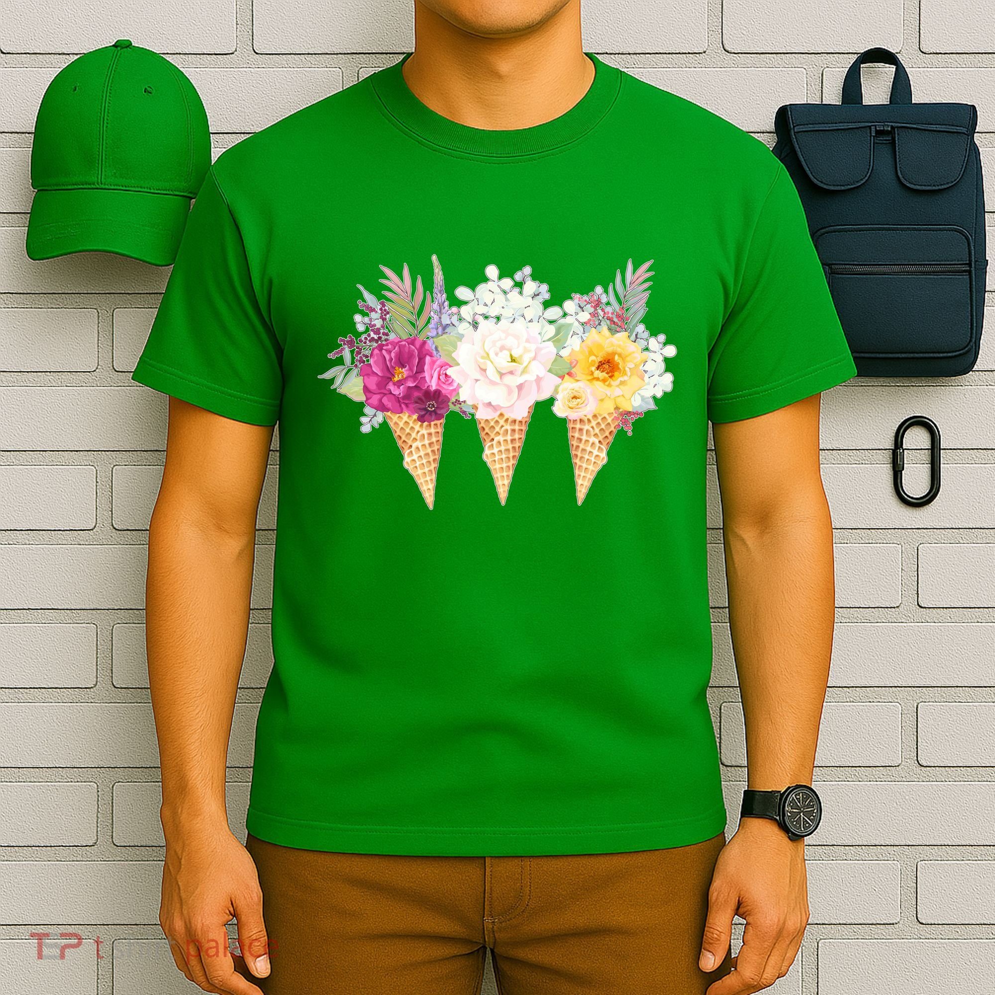 Cute Flower Ice Cream Cone Bouquets T-Shirt