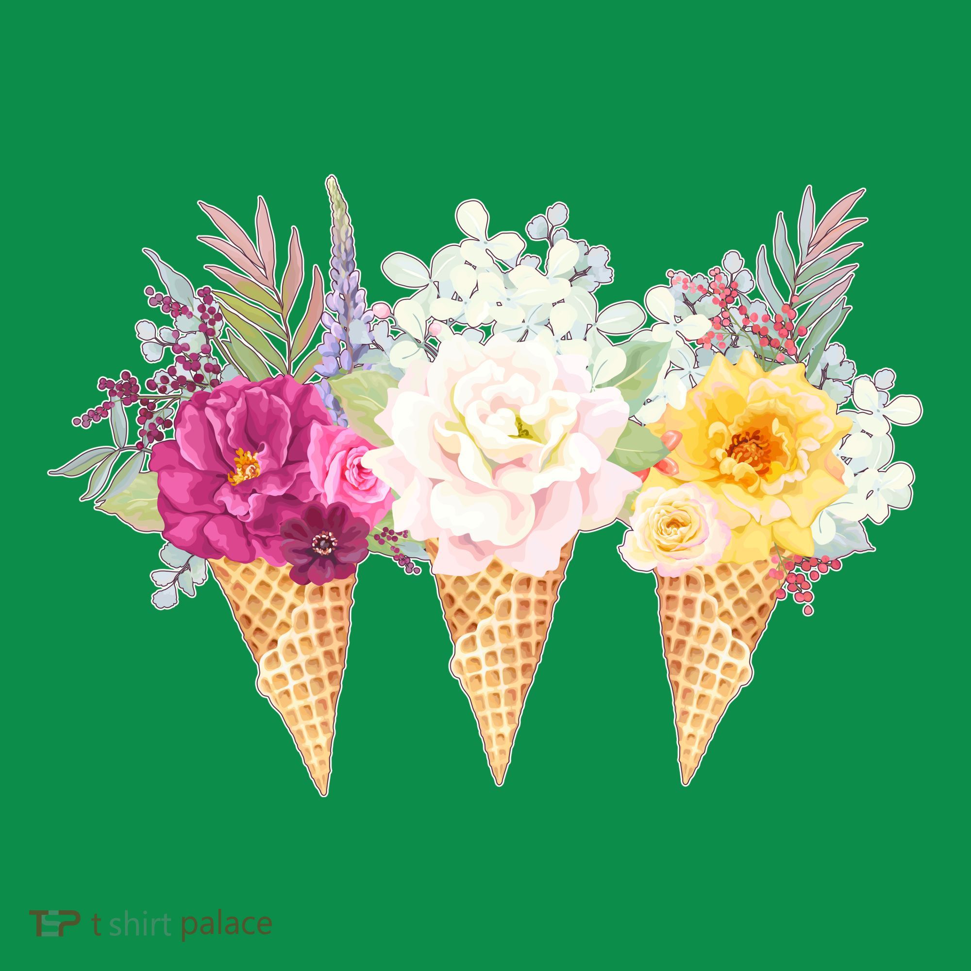 Cute Flower Ice Cream Cone Bouquets T-Shirt