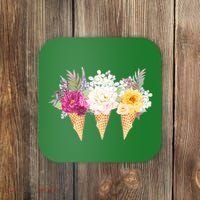 Cute Flower Ice Cream Cone Bouquets Coaster thumb 0