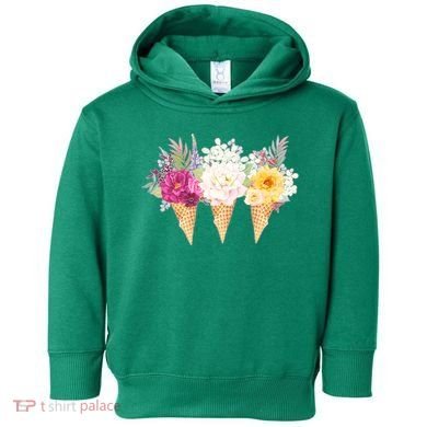 Cute Flower Ice Cream Cone Bouquets Toddler Hoodie