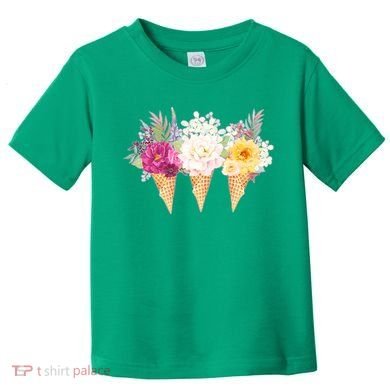 Cute Flower Ice Cream Cone Bouquets Toddler T-Shirt