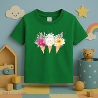 Cute Flower Ice Cream Cone Bouquets Toddler T-Shirt thumb 3