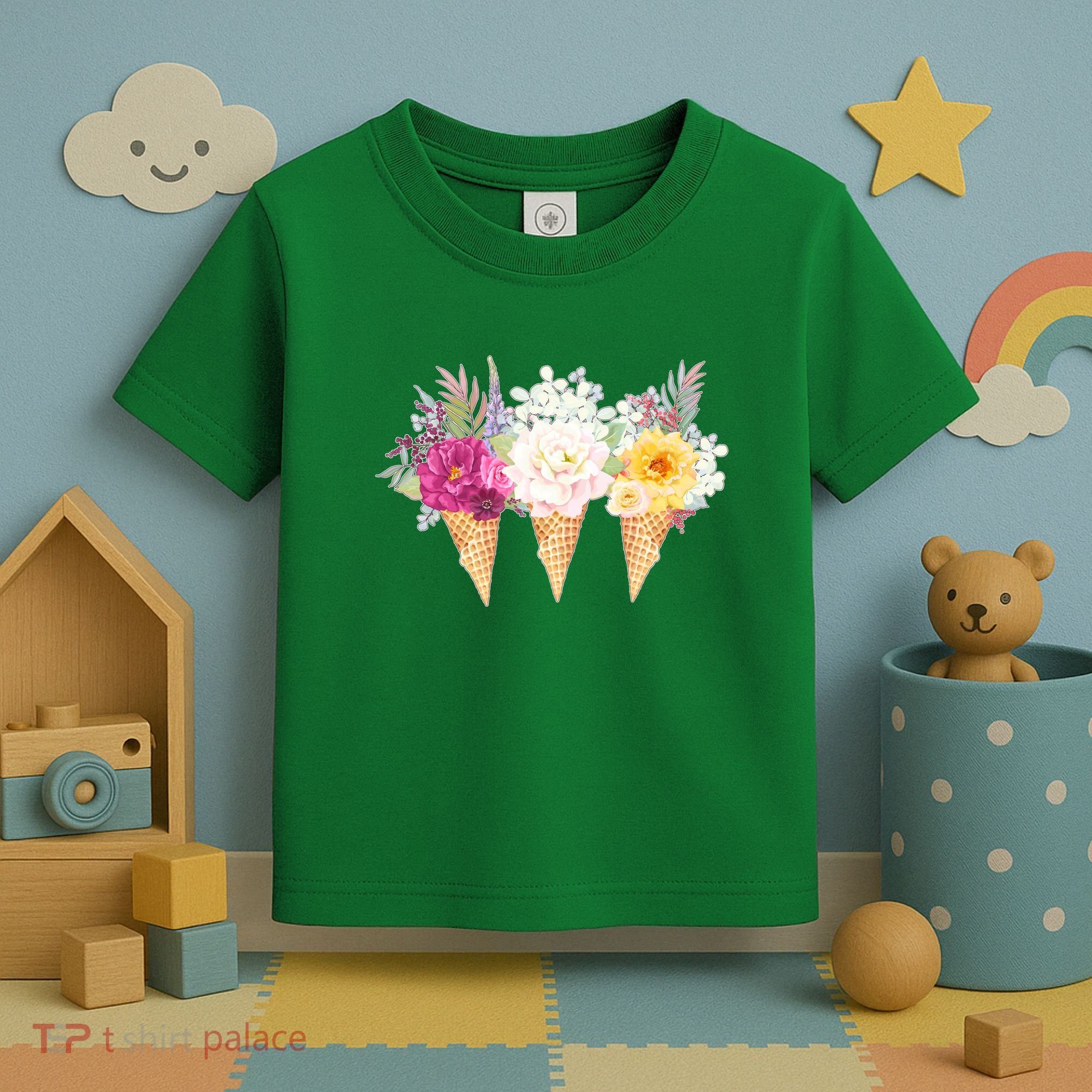 Cute Flower Ice Cream Cone Bouquets Toddler T-Shirt