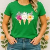 Cute Flower Ice Cream Cone Bouquets Women's T-Shirt thumb 2