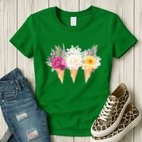 Cute Flower Ice Cream Cone Bouquets Women's T-Shirt thumb 3