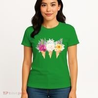 Cute Flower Ice Cream Cone Bouquets Women's T-Shirt thumb 4