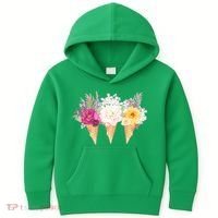 Cute Flower Ice Cream Cone Bouquets Kids Hoodie thumb 0