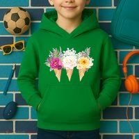 Cute Flower Ice Cream Cone Bouquets Kids Hoodie thumb 2