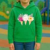 Cute Flower Ice Cream Cone Bouquets Kids Hoodie thumb 3