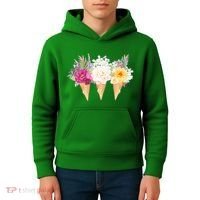 Cute Flower Ice Cream Cone Bouquets Kids Hoodie thumb 4