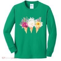 Cute Flower Ice Cream Cone Bouquets Kids Long Sleeve Shirt thumb 0