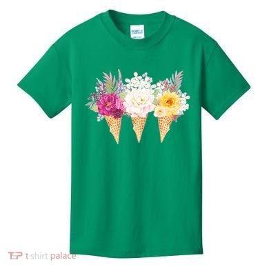 Cute Flower Ice Cream Cone Bouquets Kids T-Shirt