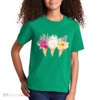 Cute Flower Ice Cream Cone Bouquets Kids T-Shirt thumb 2