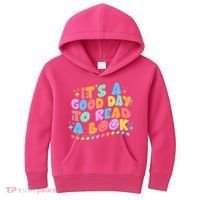 Cute Funny It's A Good Day To Read A Book Kids Hoodie thumb 0