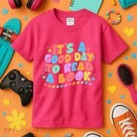 Cute Funny It's A Good Day To Read A Book Kids T-Shirt thumb 3