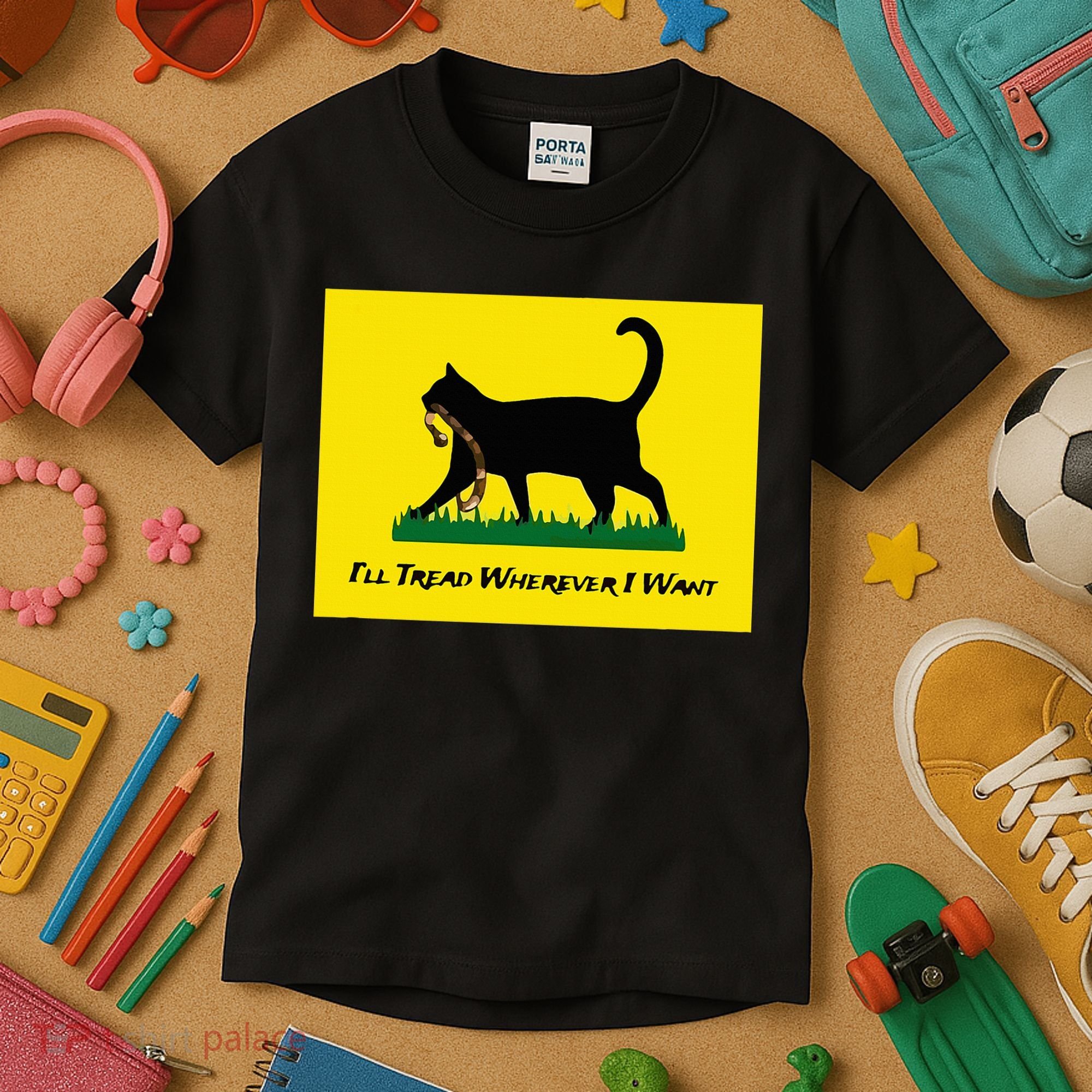 Cat Flag ILl Tread Wherever I Want Kids T-Shirt