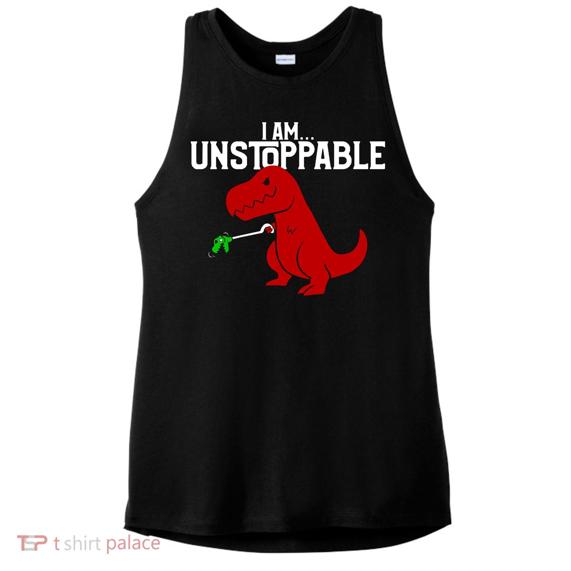 Cute & Funny I Am Unstoppable T-Rex Dinosaur Ladies PosiCharge Tri-Blend Wicking Tank
