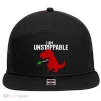 Cute & Funny I Am Unstoppable T-Rex Dinosaur 7 Panel Mesh Trucker Snapback Hat thumb 0