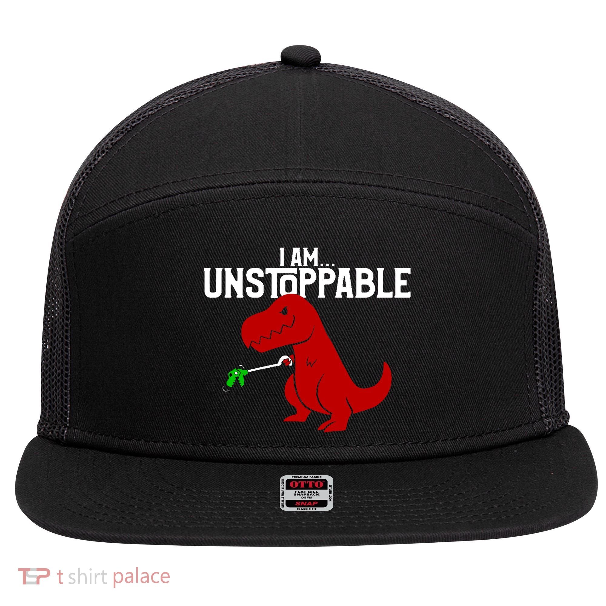 Cute & Funny I Am Unstoppable T-Rex Dinosaur 7 Panel Mesh Trucker Snapback Hat