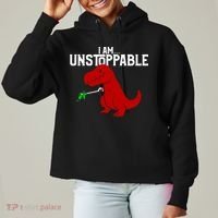 Cute & Funny I Am Unstoppable T-Rex Dinosaur Ladies Heavyweight Boxy Pullover Hoodie thumb 0